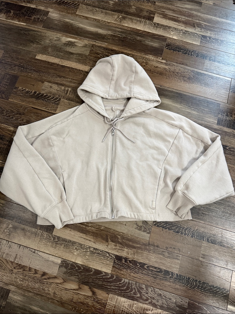 Gilly Hicks Neutral Taupe Fleece-Lined Zip Hoodie